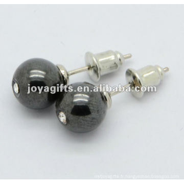 Boucle d&#39;oreille en forme de perles d&#39;hématite de 6MM